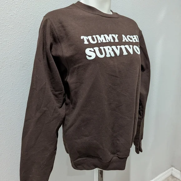 Brown Crewneck Sweater with Bold Text - Picture 2 of 4